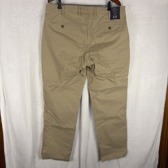 Gap Mens Essential Khaki Straight Pants Beige 38x32 Stretch Waist Mid Rise NWT - Picture 5 of 6